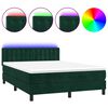 vidaXL Box Spring Bed with Mattress&LED Dark Green 140x200cm Velvet