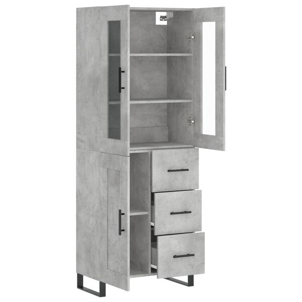vidaXL Highboard Concrete Grey 69.5x34x180 cm Engineered Wood