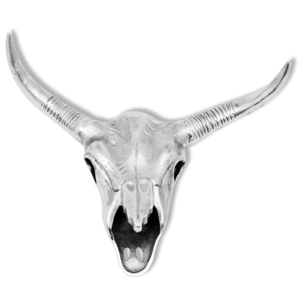 vidaXL Bull Skull Head Decoration Wall-Mounted Aluminium Silver