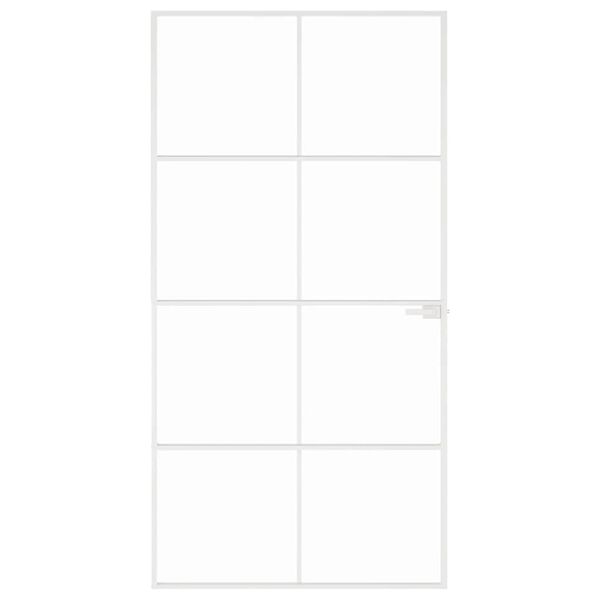 vidaXL Interior Door White 102x201.5 cm Tempered Glass&Aluminium Slim