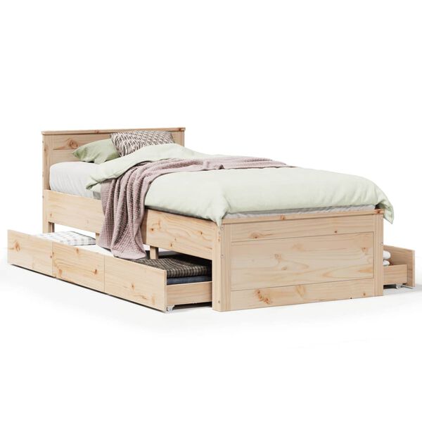 vidaXL Bed Frame without Mattress with Headboard 100x200 cm Solid Wood Pine