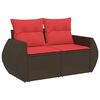 vidaXL 10 Piece Garden Sofa Set with Cushions Brown Poly Rattan Acacia