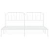 vidaXL Metal Bed Frame without Mattress with Headboard White 193x203cm