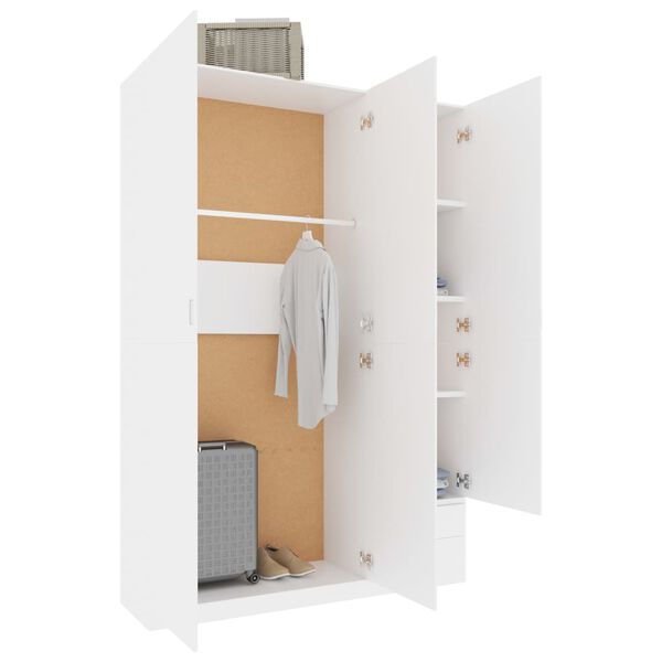 vidaXL 3-Door Wardrobe White 120x50x180 cm Engineered Wood
