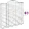 vidaXL Arched Gabion Baskets 3 pcs 200x50x180/200 cm Galvanised Iron