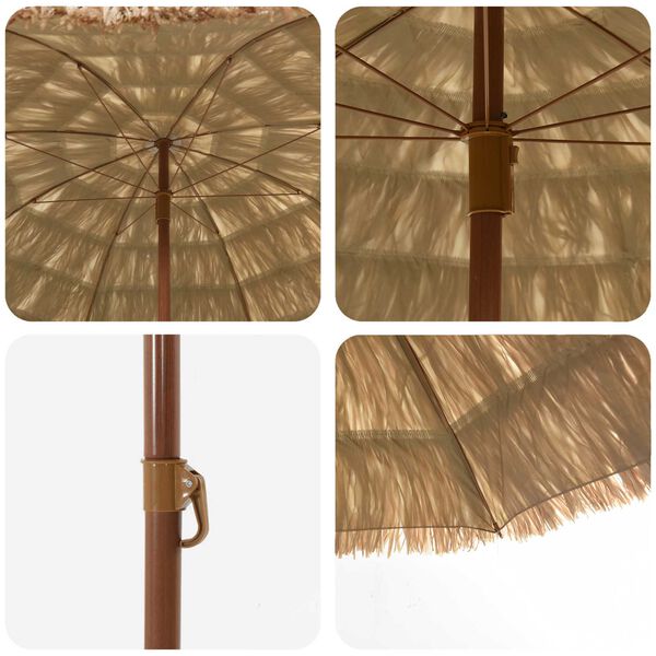 vidaXL Beach Parasol Natural 205 x 205 x 210 cm Polyester and Steel