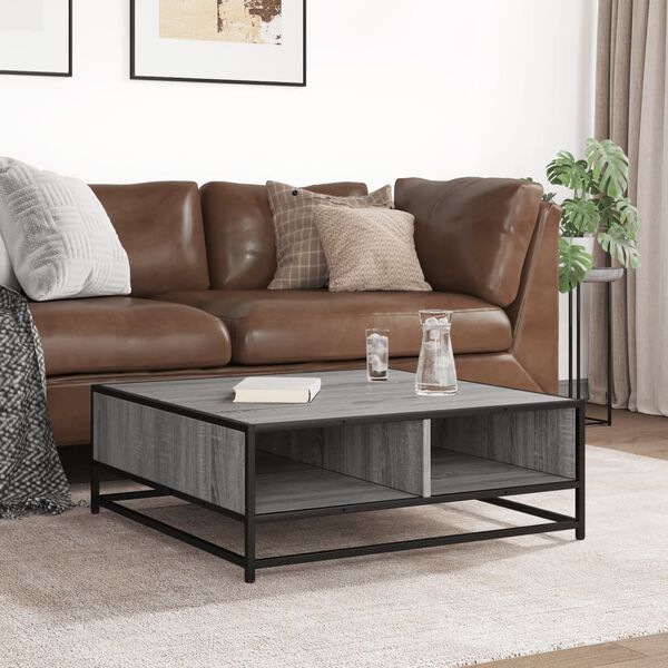 vidaXL Coffee Table Grey Sonoma 80x80x30 cm Engineered Wood and Metal