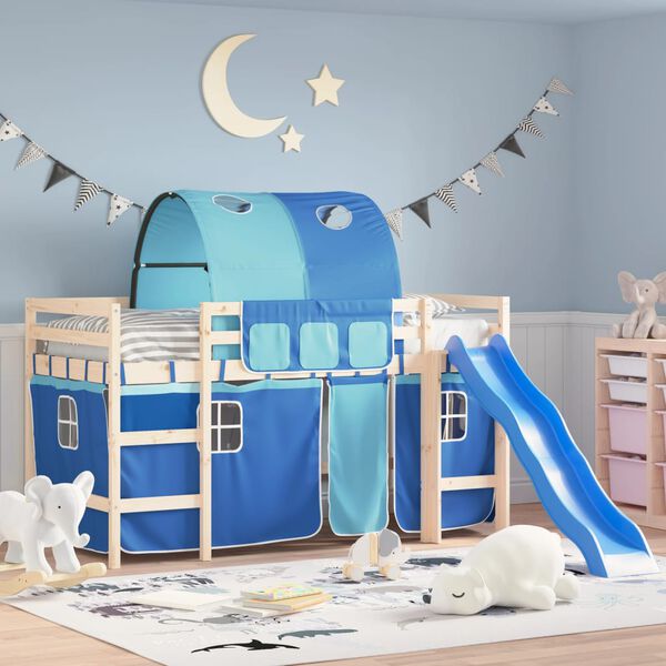 vidaXL Curtains for Loft Bed with Tunnel Blue Polyester