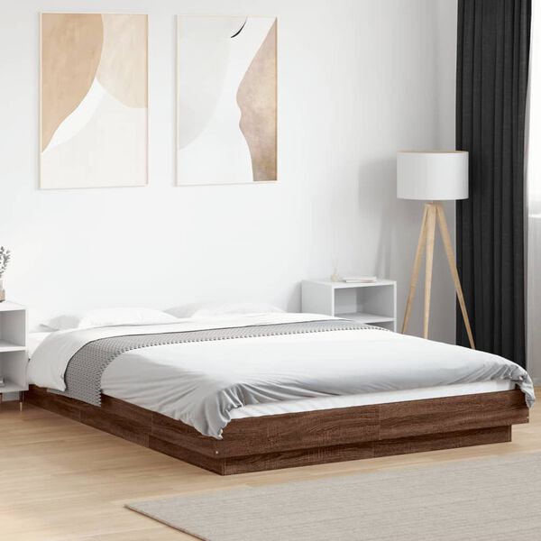 vidaXL Bed Frame without Mattress Brown Oak 120x200 cm