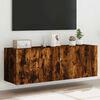 vidaXL TV Wall Cabinets with LED Lights 2 pcs Smoked Oak 60x35x41 cm