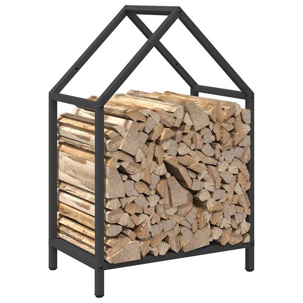vidaXL Firewood Rack Black 40x25x60 cm Cold-rolled steel