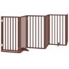 vidaXL Dog Gate with Door Foldable 9 Panels Brown 450 cm Poplar Wood