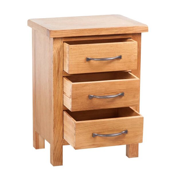 vidaXL Nightstand with 3 Drawers 40x30x54 cm Solid Oak Wood