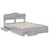 vidaXL Bed Frame with Drawer Grey Sonoma 140 x 200 cm Engineered Wood