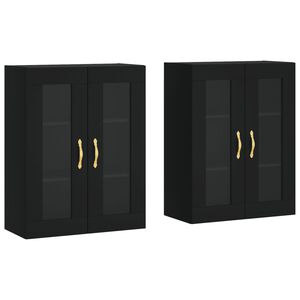 vidaXL Wall Mounted Cabinets 2 pcs Black Engineered Wood