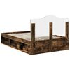 vidaXL Bed Frame Smoked Oak 135 x 190 cm Solid Pine Wood