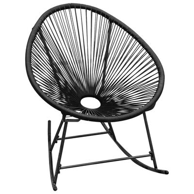 vidaXL Outdoor Rocking Chair Black Poly Rattan