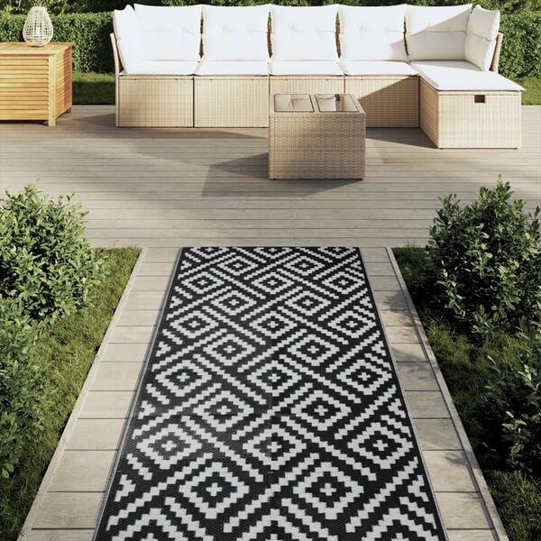 vidaXL Outdoor Carpet ARAKIL White and Black 80x250 cm PP