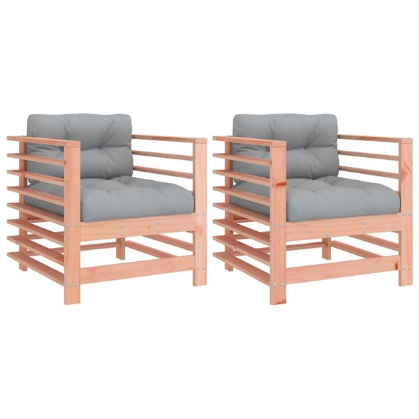 vidaXL Garden Chairs with Cushions 2 pcs Solid Wood Douglas