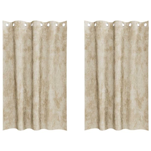 vidaXL Velvet Curtains with Curtains 2 pcs Cream 175 x 140 cm Velvet