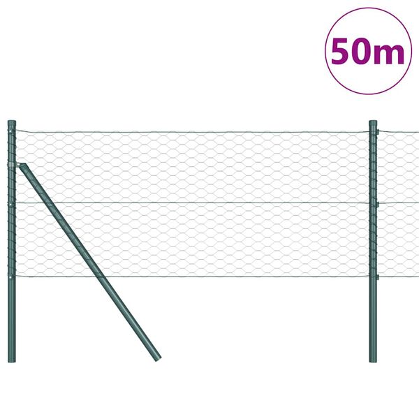 vidaXL Fence Post Green 50 x 0.6 m (36 mm mesh) Steel and PVC