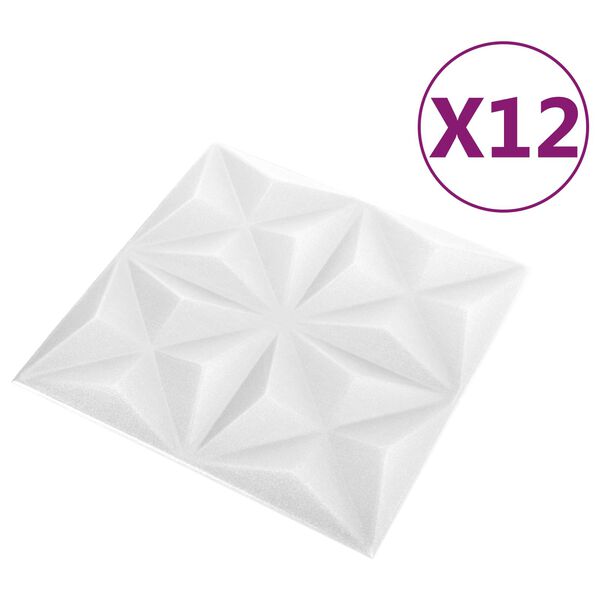 vidaXL Wall Panels 12 pcs Origami White 50 x 50 cm XPS Foam