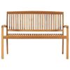 vidaXL 2-Seater Stacking Garden Bench 120 cm Solid Teak Wood
