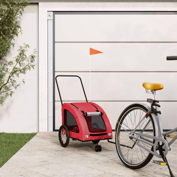 vidaXL Pet Bike Trailer Red Oxford Fabric and Iron