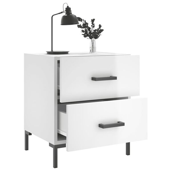 vidaXL Bedside Cabinets 2 pcs High Gloss White 40x35x47.5 cm Engineered Wood