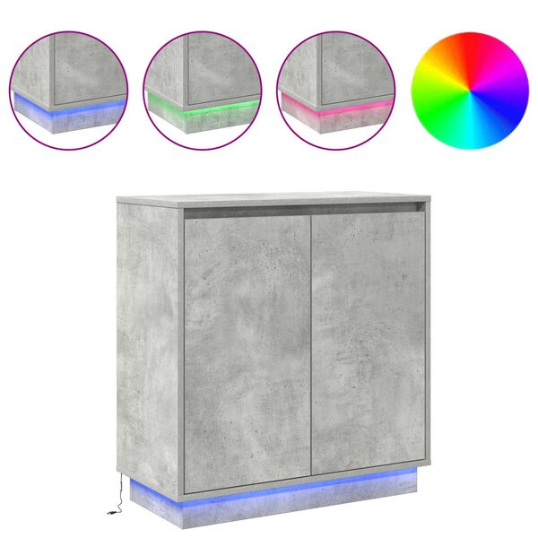 vidaXL LED Sideboard Concrete Grey 71 x 34.5 x 75 cm Engineered Wood