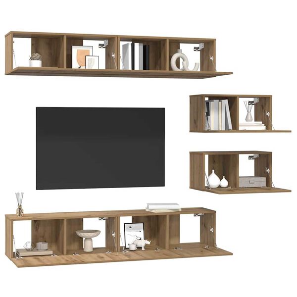 vidaXL TV Cabinet Set Wall-mounted 6 pcs Artisan Oak Engineered Wood