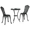 vidaXL Garden Bistro Set 3 pcs Black Aluminium