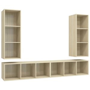 vidaXL Wall-mounted TV Cabinets 4 pcs Sonoma Oak Engineered Wood