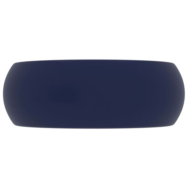 vidaXL Luxury Wash Basin Round Matt Dark Blue 40x15 cm Ceramic