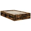 vidaXL Bed Frame with Storage Smoked Oak 120 x 190 cm Solid Pine Wood