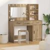 vidaXL Dressing Table with Mirror Lights 2 pcs Brown Engineered Wood