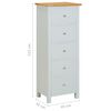 vidaXL Tall Chest of Drawers 45x32x115 cm Solid Oak Wood
