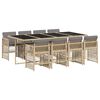 vidaXL 9 Piece Garden Dining Set with Cushions Mix Beige Poly Rattan
