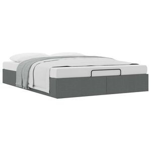 vidaXL Ottoman Bed Frame Dark Grey Queen Size Fabric