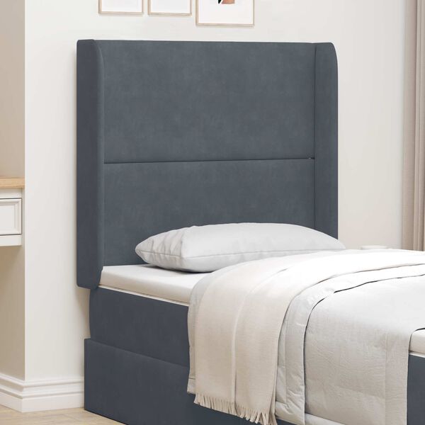 vidaXL Headboard Ear Grey 80 x 16 x 4 cm Velvet