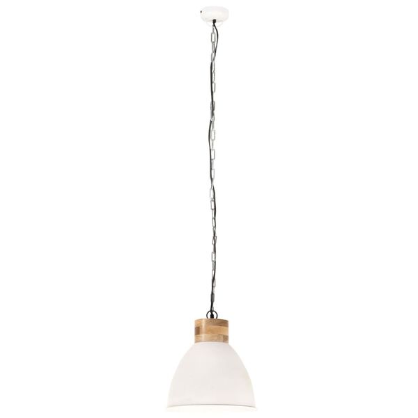 vidaXL Industrial Hanging Lamp White Iron & Solid Wood 46 cm E27