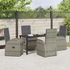 vidaXL Garden Dining Set with Cushion 5 pcs Grey Poly Rattan