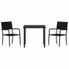 vidaXL Garden Dining Set with Cushion 3 pcs Black Poly Rattan