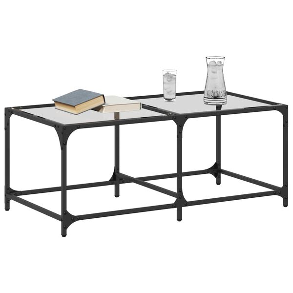 vidaXL Coffee Table with Transparent Glass Top 98.5x50x40 cm Steel