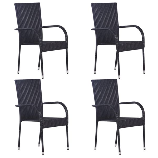 vidaXL 5 Piece Garden Dining Set Poly Rattan Black