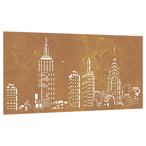 vidaXL Garden Wall Decoration 105x55 cm Corten Steel Skyline Design