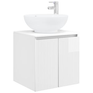 vidaXL Wall-Mounted Sink Vanity High Gloss White 49.5 x 44.5 x 65 cm