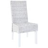 vidaXL Dining Chairs 4 pcs White Kubu Rattan and Mango Wood