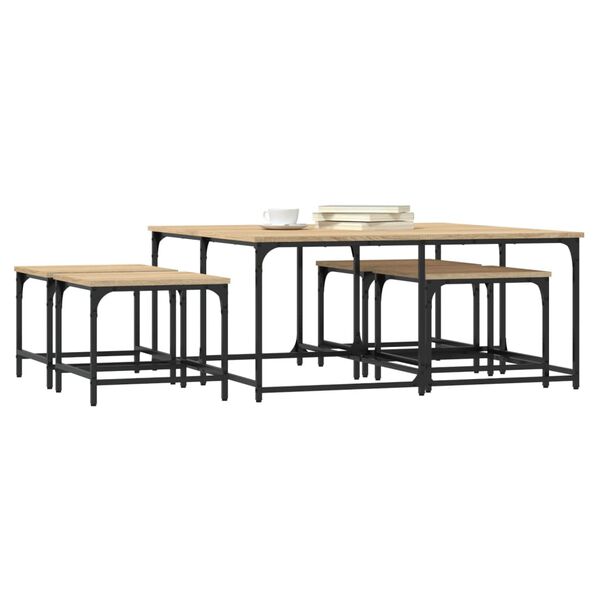 vidaXL Nesting Coffee Tables 5 pcs Sonoma Oak Engineered Wood