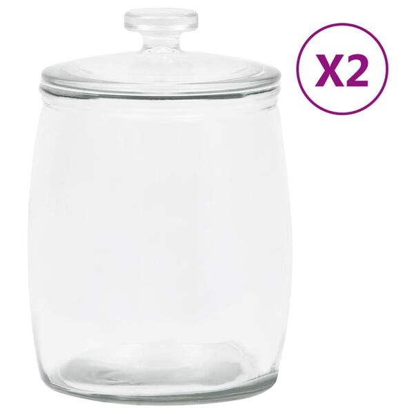 vidaXL Storage Glass Jars with Lid 2 pcs 8000 ml